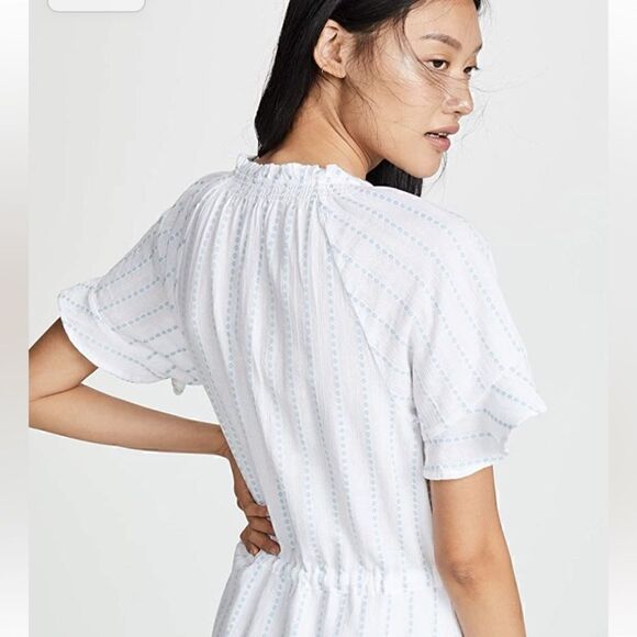 PAIGE Ari White and Light Blue Cotton Dress large - Picture 4 of 11